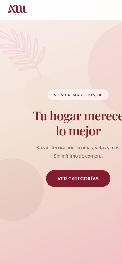 Versión móvil del sitio de Alu Home