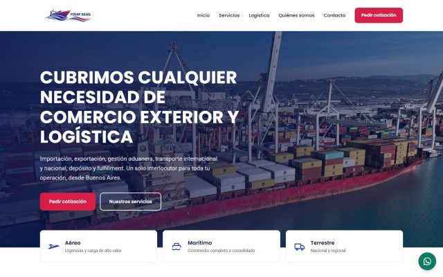 Sitio web de Four Seas desarrollado por GesArg