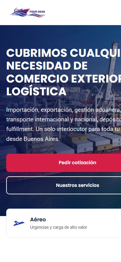 Versión móvil del sitio de Four Seas
