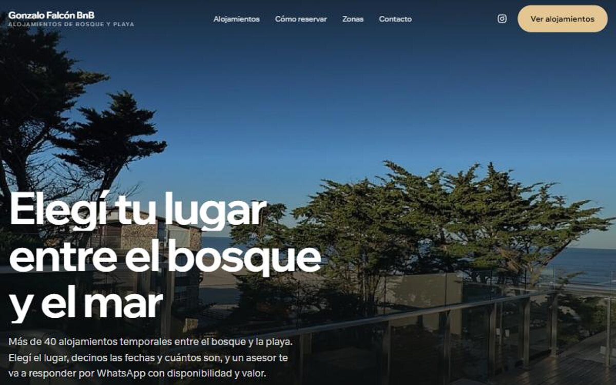 Portada del sitio web de Gonzalo Falcón BnB