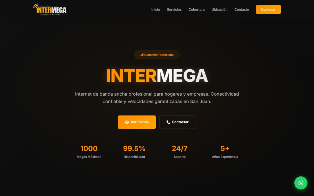 Portada del sitio web de Intermega