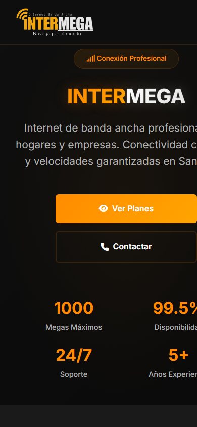 Versión móvil del sitio de Intermega