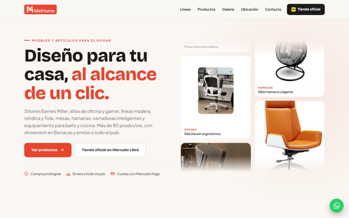 Portada del sitio web de MeiHome