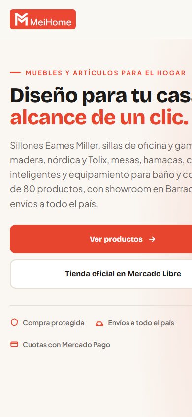 Versión móvil del sitio de MeiHome