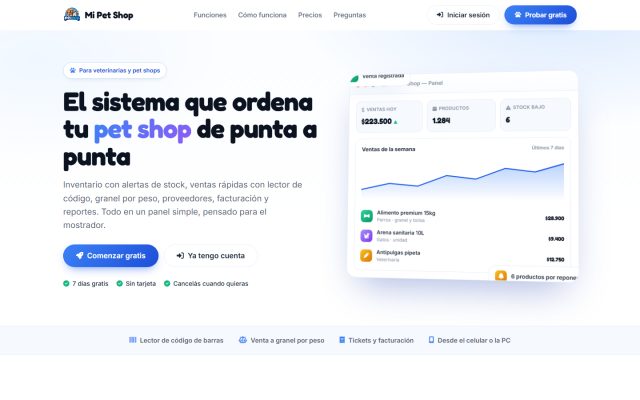 Sitio web de Mi Pet Shop desarrollado por GesArg