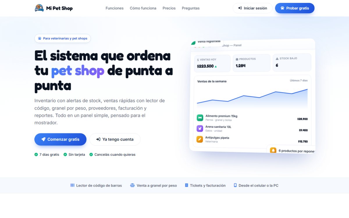 Mi Pet Shop, sistema de gestión desarrollado por GesArg