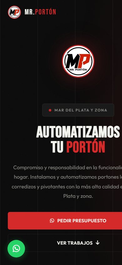 Versión móvil del sitio de Mr. Portón