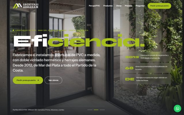 Diseño web de GesArg para Aberturas Abraham, Aberturas de PVC en Pinamar