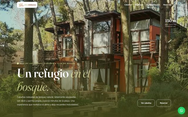 Diseño web de GesArg para Altos Médanos, Cabañas en Mar de las Pampas
