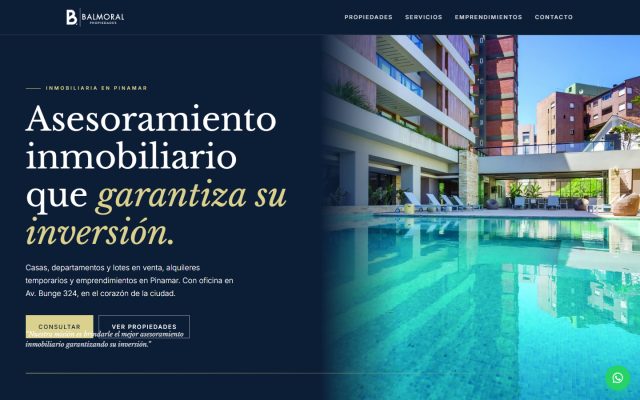 Diseño web de GesArg para Balmoral Propiedades, Inmobiliaria en Pinamar