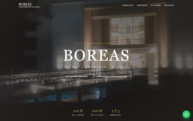 Diseño web de GesArg para Boreas Cariló, Inmobiliaria en Cariló