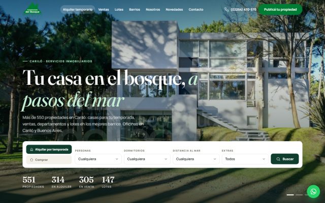 Diseño web de GesArg para Constructora del Bosque, Constructora e inmobiliaria en Cariló