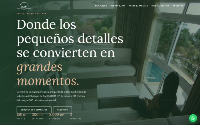 Diseño web de GesArg para Cumelo Resort & Spa, Resort en Cariló