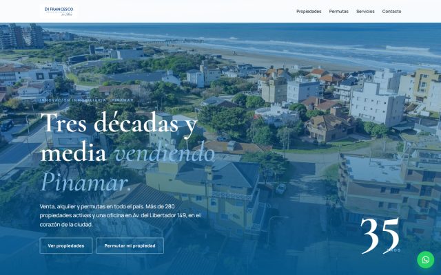 Diseño web de GesArg para Di Francesco Inmobiliaria, Inmobiliaria en Pinamar