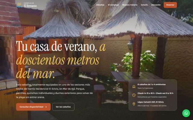 Diseño web de GesArg para El Remanso, Complejo en Mar Azul