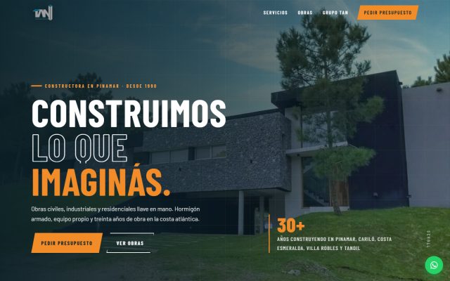 Diseño web de GesArg para Grupo TAN Construcciones, Constructora en Pinamar