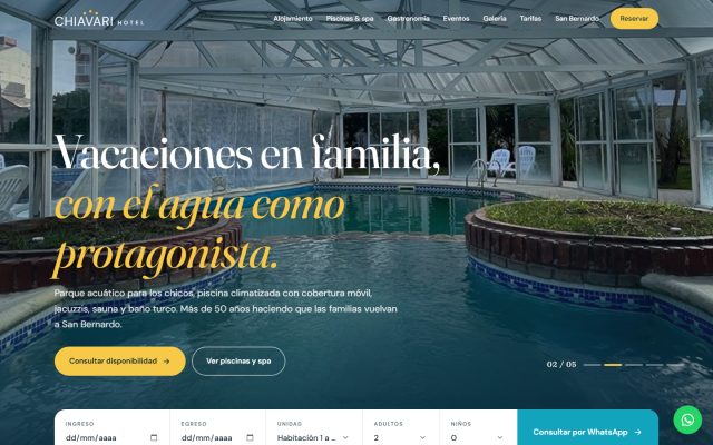Diseño web de GesArg para Hotel Chiavari, Hotel en San Bernardo