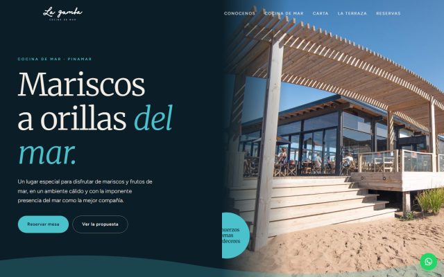 Diseño web de GesArg para La Gamba, Mariscos en Pinamar