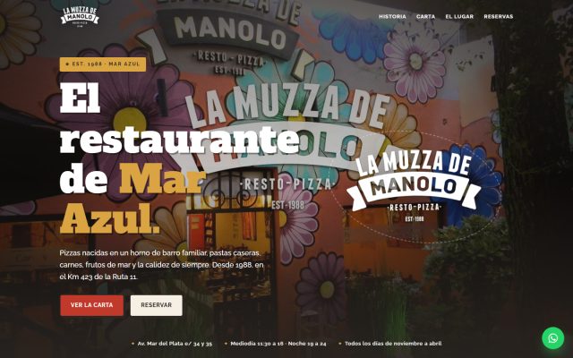 Diseño web de GesArg para La Muzza de Manolo, Pizzería en Mar Azul