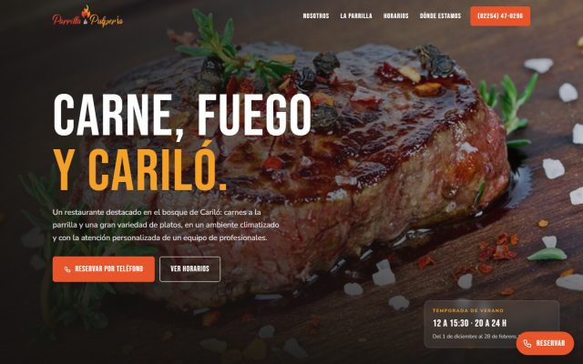 Diseño web de GesArg para Parrilla La Pulpería, Parrilla en Cariló