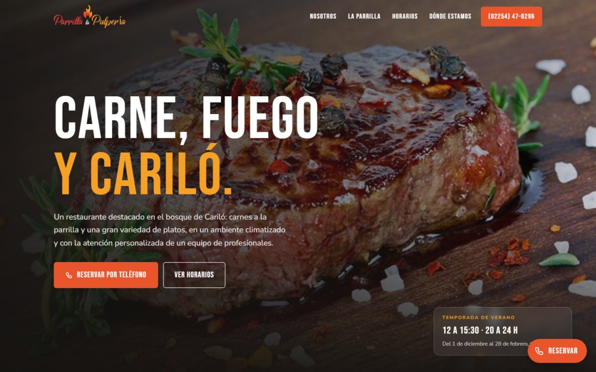 Diseño web de GesArg para una parrilla de Cariló