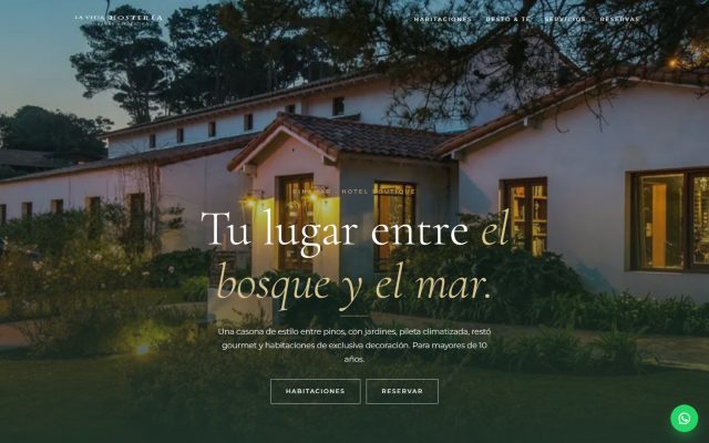 Diseño web de GesArg para La Vieja Hostería, Hotel boutique en Pinamar