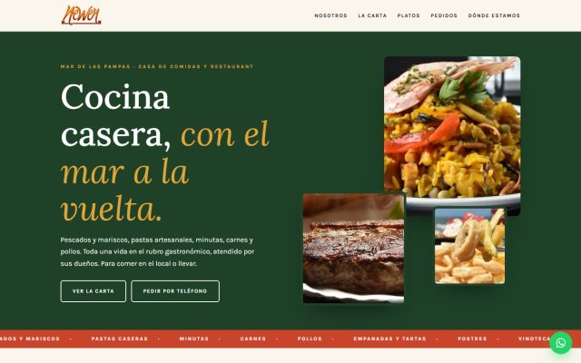 Diseño web de GesArg para Newen Casa de Comidas, Comida casera en Mar de las Pampas