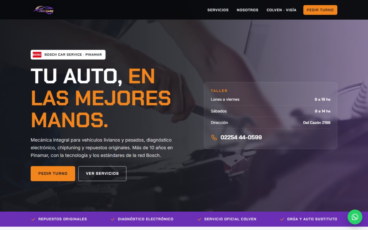 Diseño web de GesArg para un taller mecánico de Pinamar