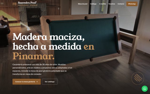 Diseño web de GesArg para Saavedra Pool, Carpintería en Pinamar