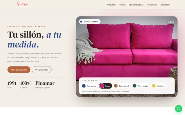 Diseño web de GesArg para Siroco Design, Fábrica de sillones en Pinamar