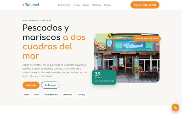 Diseño web de GesArg para Tulumei, Pescados y mariscos en Pinamar