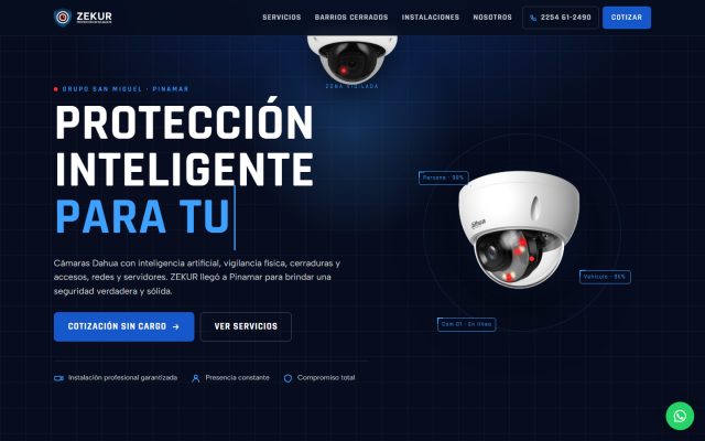 Diseño web de GesArg para Zekur, Cámaras y seguridad en Pinamar